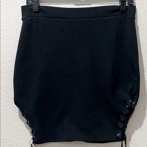 Black side lace up skirt